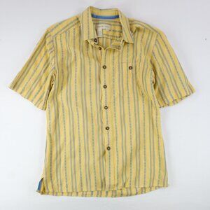 Territory Ahead Shirt Mens Small Striped Short Sleeve Button Up Linen Retro